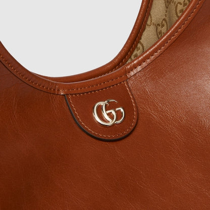 Large GG Giglio shopping bag in dark brown leather