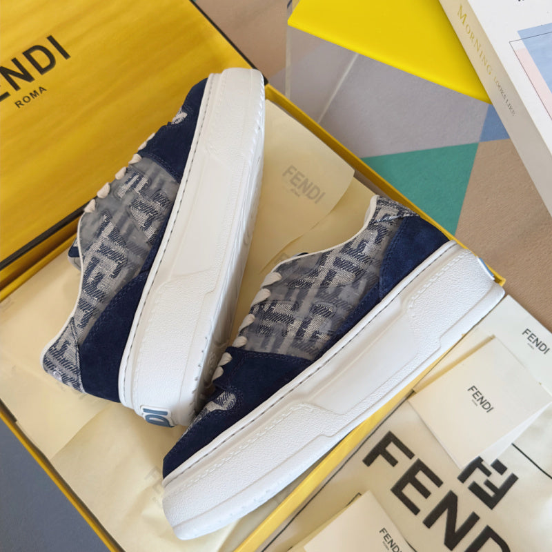 Match Sneakers mit Plateau aus FF Fabric Canvas Blau