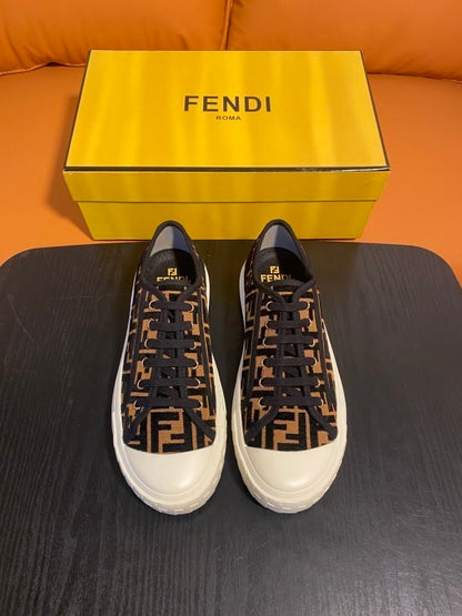 Domino Low Tops made from FF fabric, brown fondant
