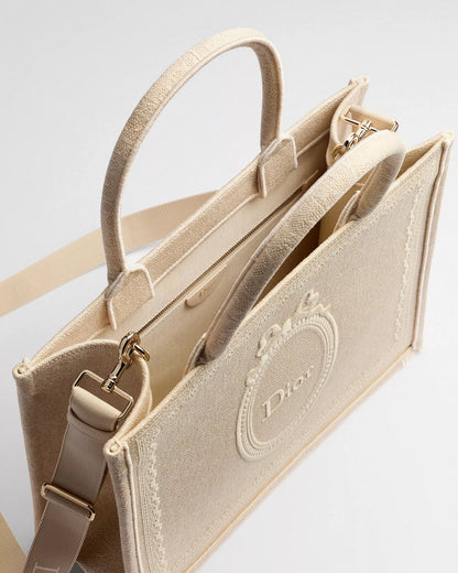 Mittelgroße Dior Book Tote mit Riemen Beige
