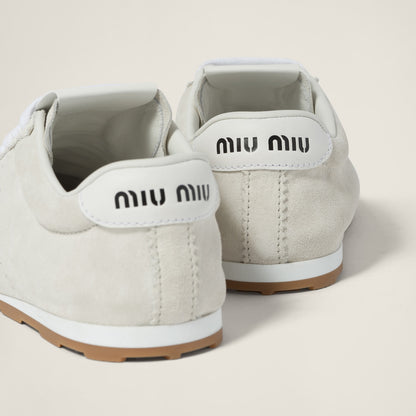 Plume suede sneakers in white