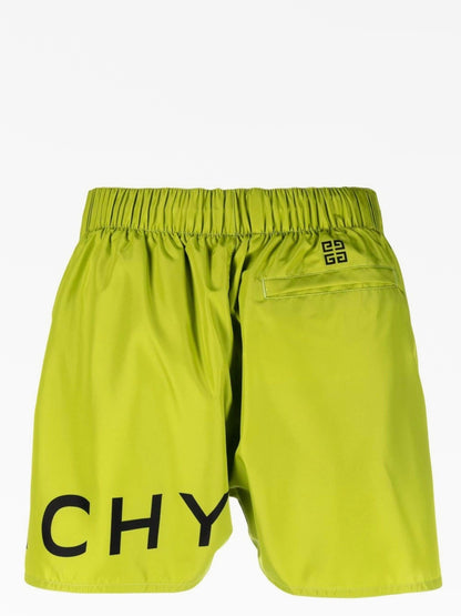 Badehose mit neongrünem Logo