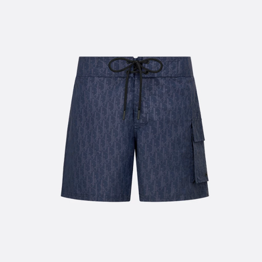 Badehose aus technischem Oblique-Gewebe Marineblau