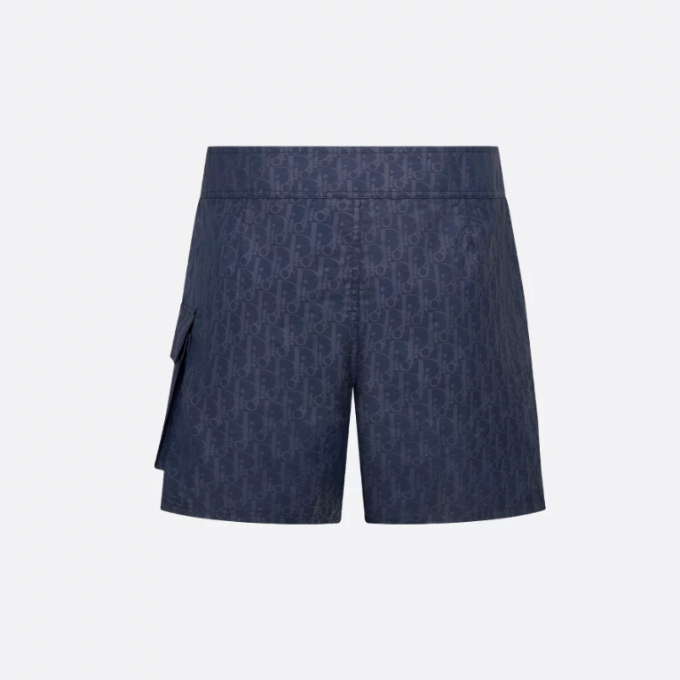 Badehose aus technischem Oblique-Gewebe Marineblau