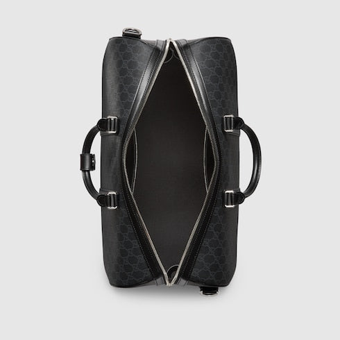 GG Black Medium Travel Bag in GG Supreme Fabric Black