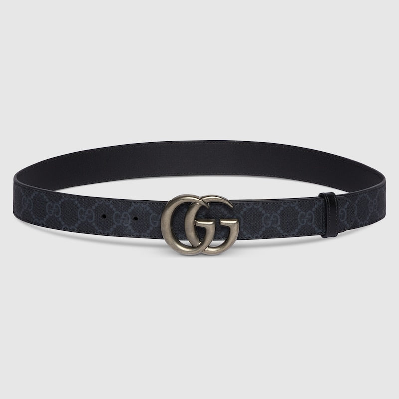 Slim GG Marmont belt in black GG Supreme fabric