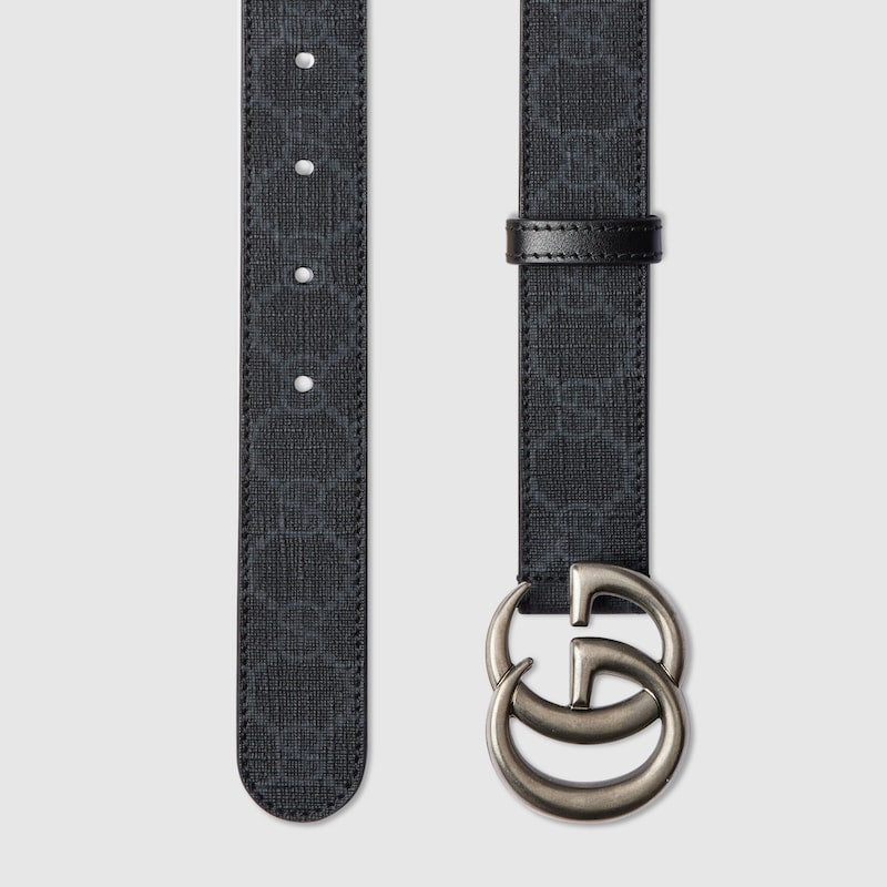 Slim GG Marmont belt in black GG Supreme fabric