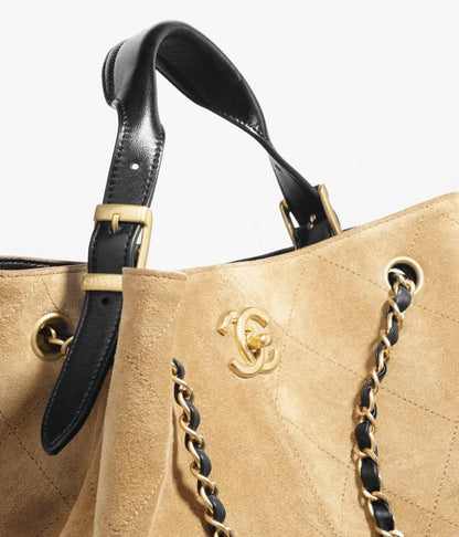 Shopping bag beige &amp; black