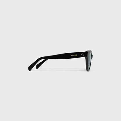 Runde S332 Sonnenbrille aus schwarzem Acetat für Damen