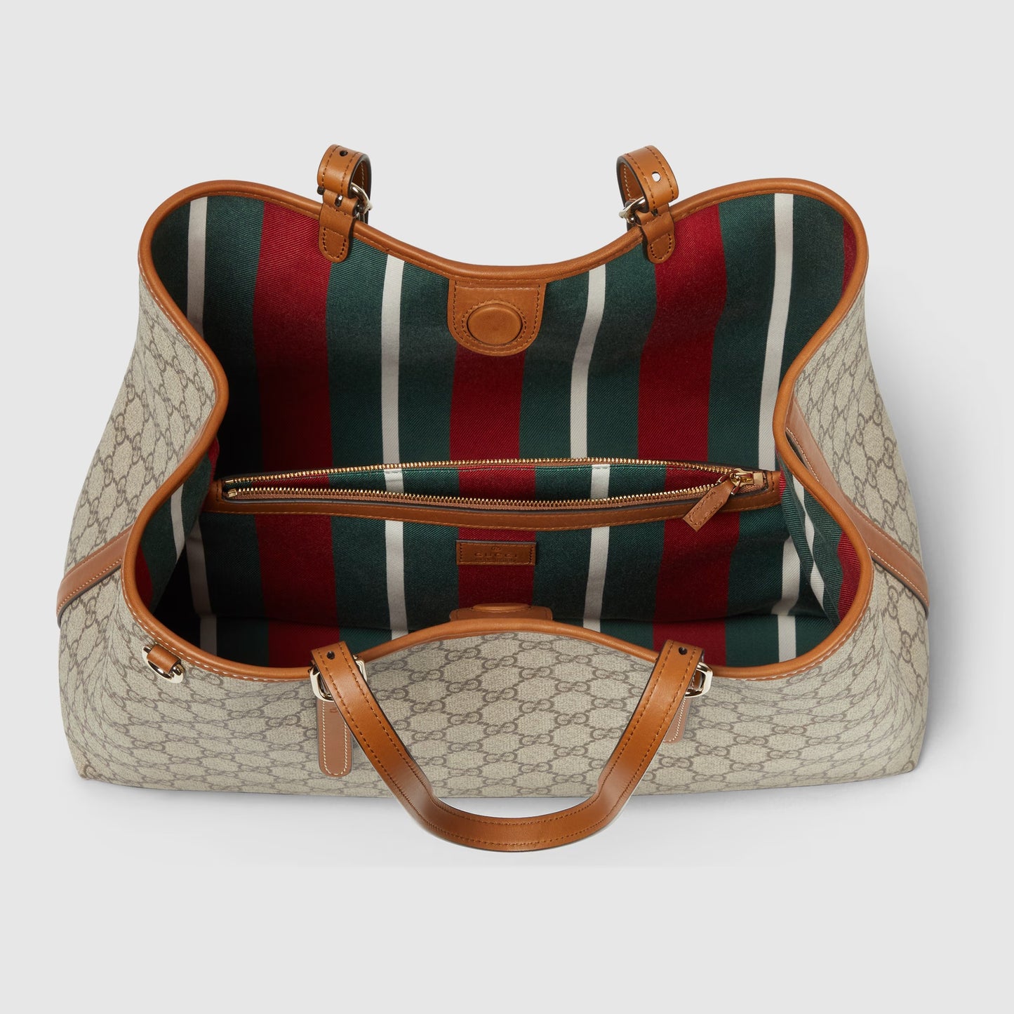 Große GG Emblem Tote Bag in Beige und Dunkelbraun