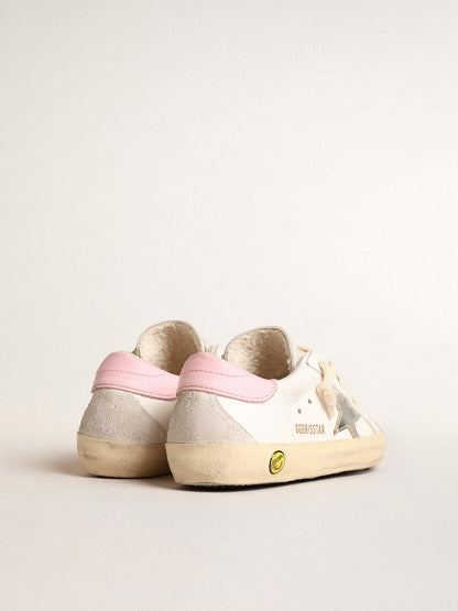 Super-Star Young with silver leather star and pink heel