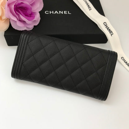 Black Boy long folding wallet