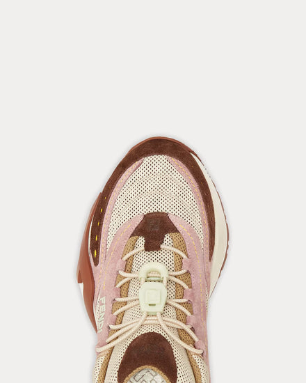 Flow Mesh & Suede Brown Low-Top Sneakers
