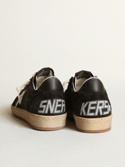 Black suede with white leather star