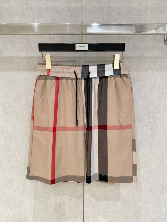 Swim Shorts with Iconic Check Print Beige