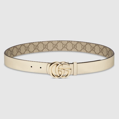 Wendegürtel GG Marmont Supreme in Beige und Elfenbeinleder Damen
