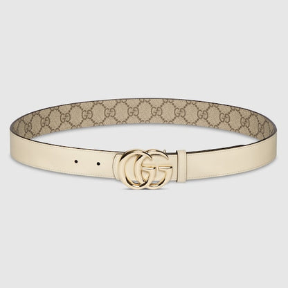 Wendegürtel GG Marmont Supreme in Beige und Elfenbeinleder Damen