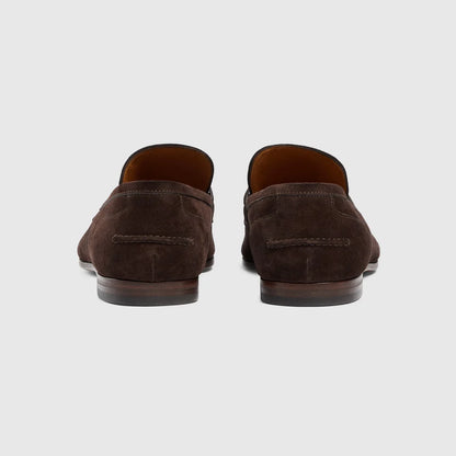Men's GG Jordaan moccasin in dark brown suede