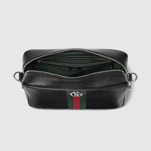 Ophidia medium-sized shoulder bag made of soft black leather