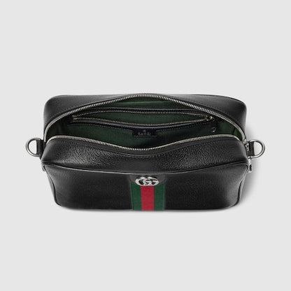 Ophidia medium-sized shoulder bag made of soft black leather