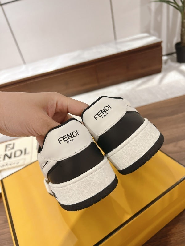 Match sneakers in black leather with white details