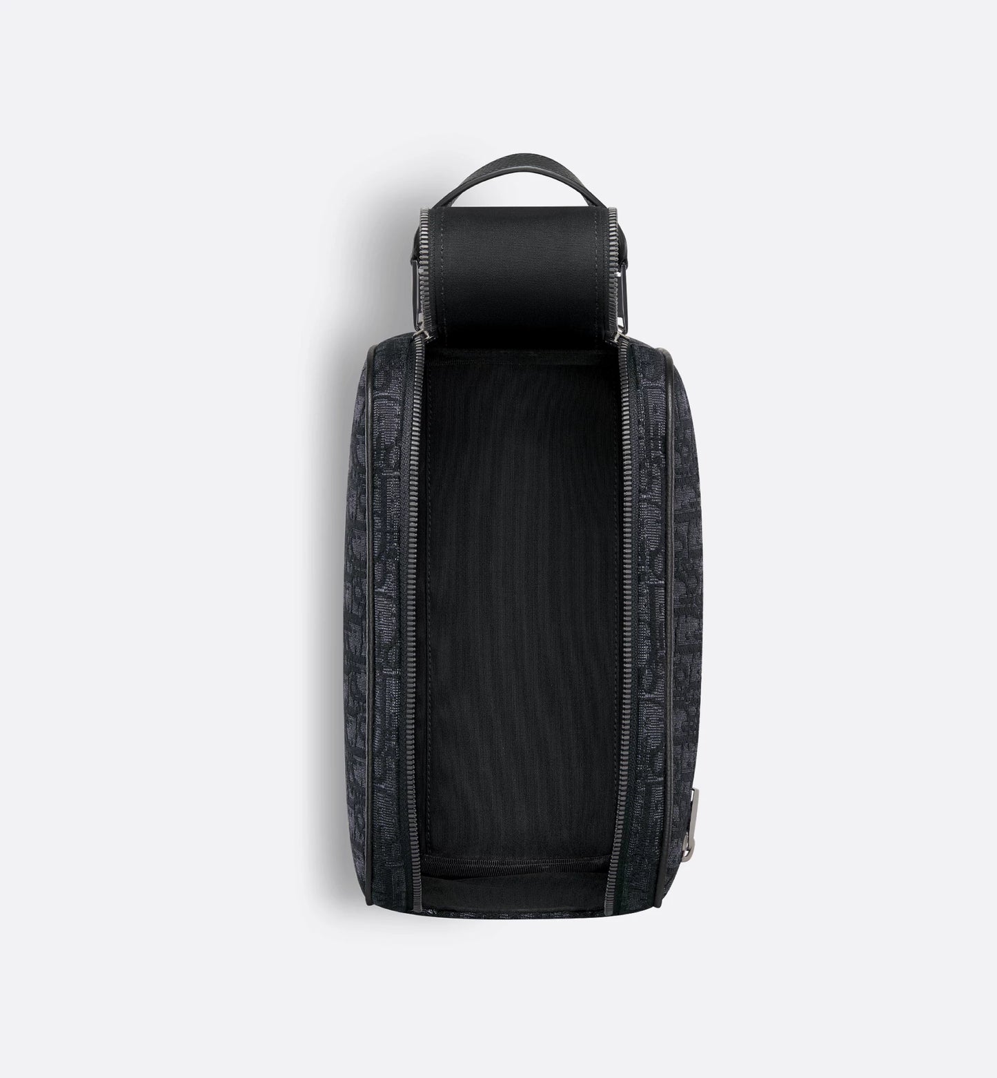 Toiletry bag black oblique jacquard and grained calfskin