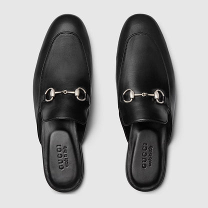 Herren-Mules mit Horsebit aus schwarzes Leder