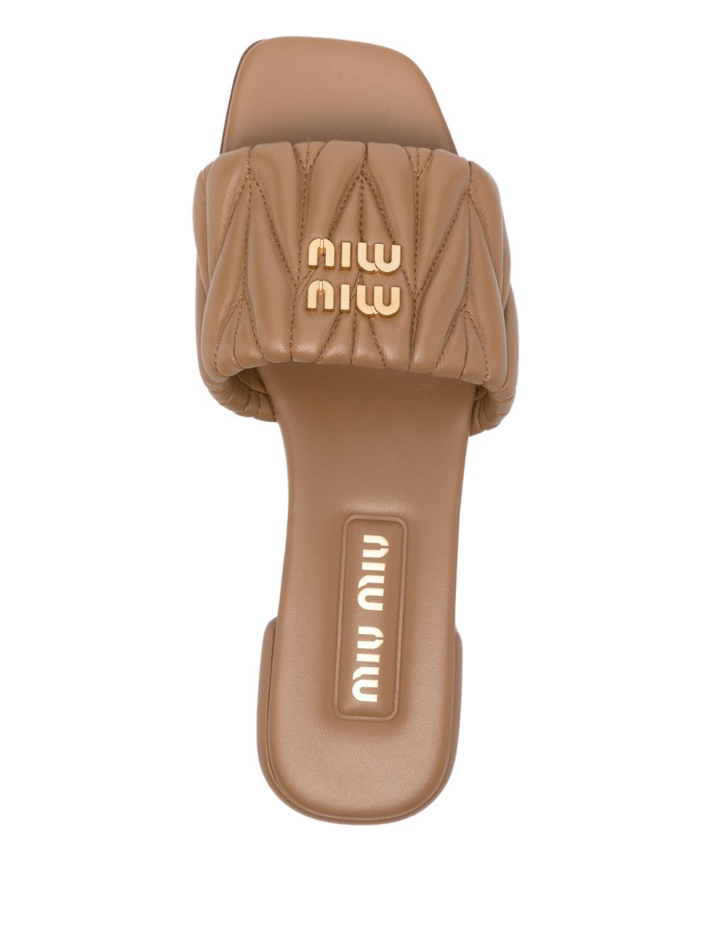 Matelassé Slides mit Logo 10 mm in Beige