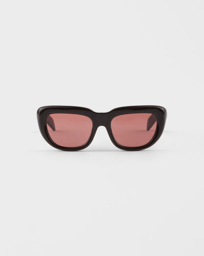 Rechteckige Sonnenbrille aus schwarzem Acetat mit zigarrenfarbenen Gläsern