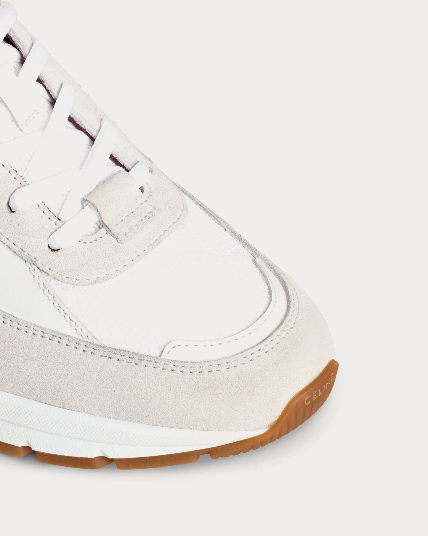CR-03 Runner Low-Top-Sneakers aus Mesh, Veloursleder und Kalbsleder in Optisch Weiß / Beige / Bordeaux