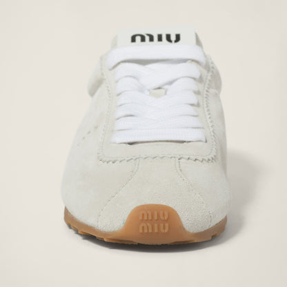 Plume suede sneakers in white