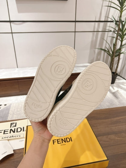 Flat platform sneakers made of canvas and white suede