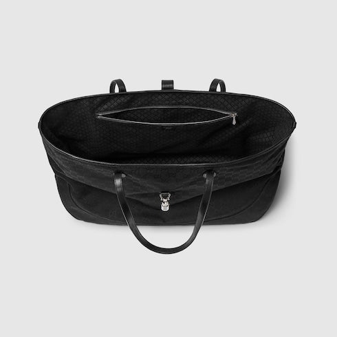 Large GG Jackie Shopping Bag in black canvas