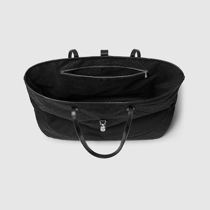 Large GG Jackie Shopping Bag in black canvas