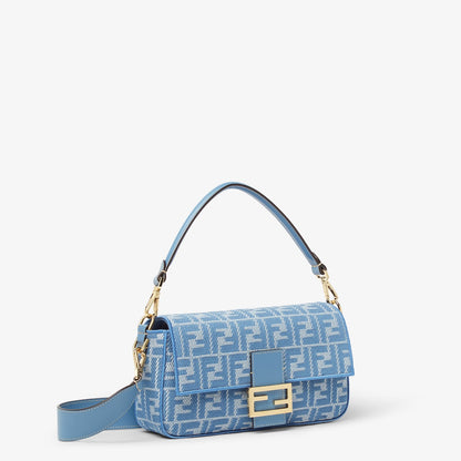 Mittelgroß FF-Jacquard-Tasche in Denim-Optik