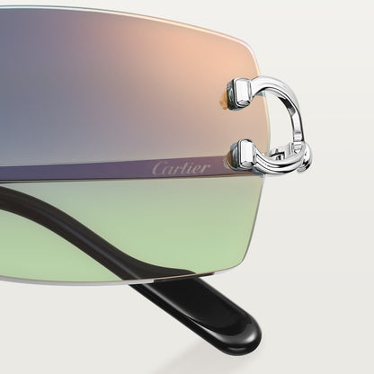 Classic men's sunglasses with C motif and blue-green gradient lenses