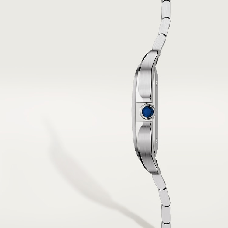 Santos watch in silver with a silver-colored opaline dial