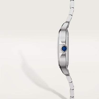 Santos watch in silver with a silver-colored opaline dial
