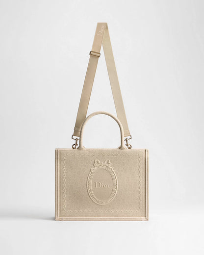 Mittelgroße Dior Book Tote mit Riemen Beige
