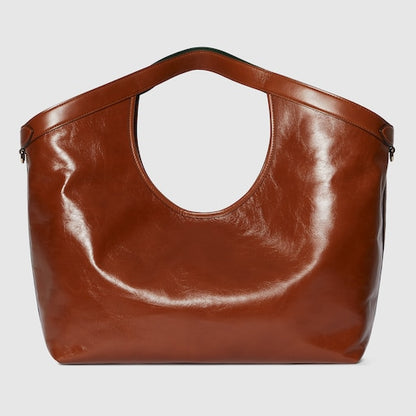 Large GG Giglio shopping bag in dark brown leather