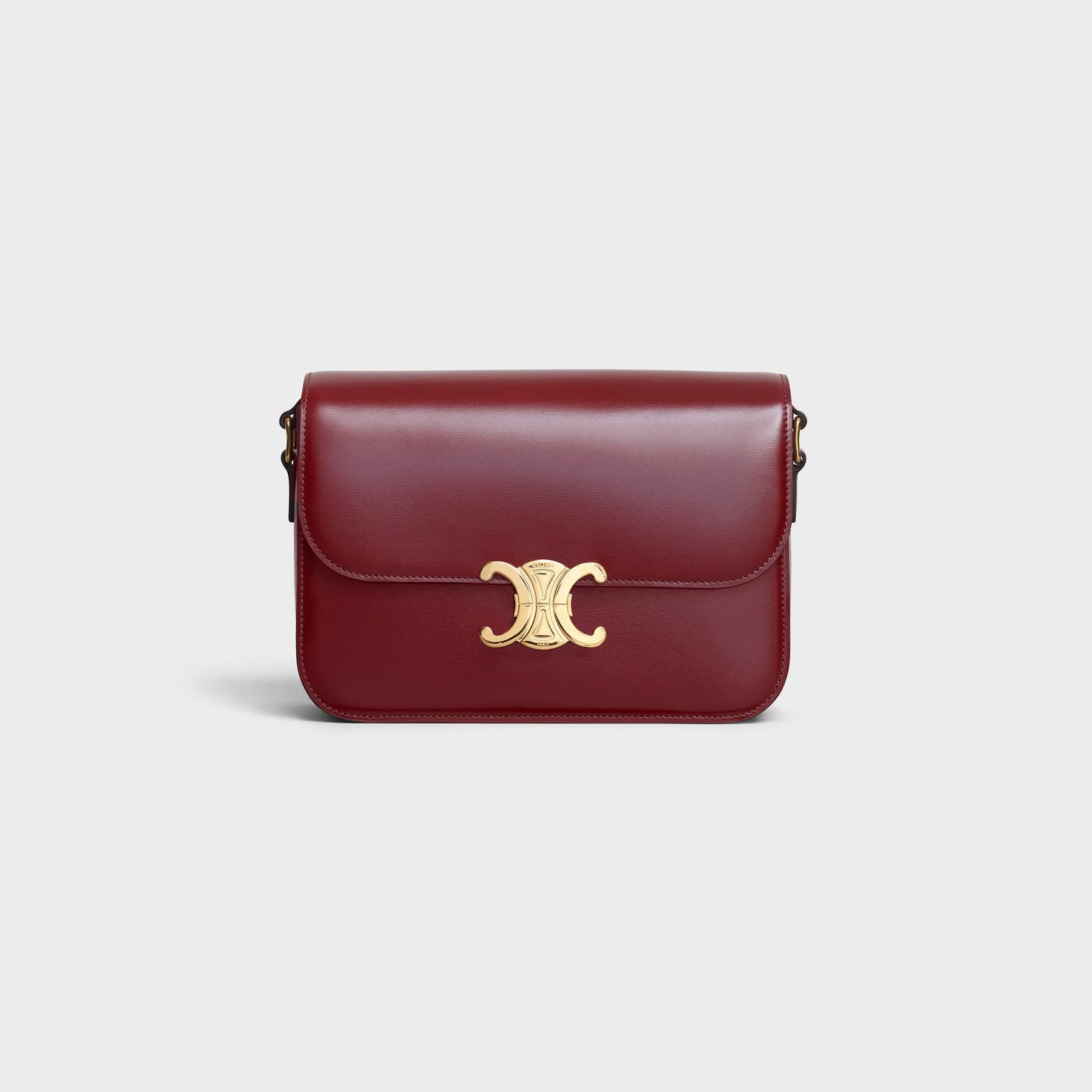 Triomphe Classique Tasche aus glänzendem Kalbsleder in Hellbordeaux
