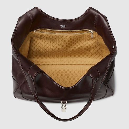 Medium Dark Brown Leather Mercato Shopping Bag