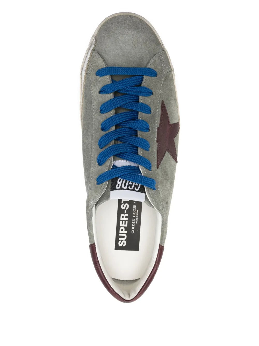 Super Star in green suede with star and burgundy heel