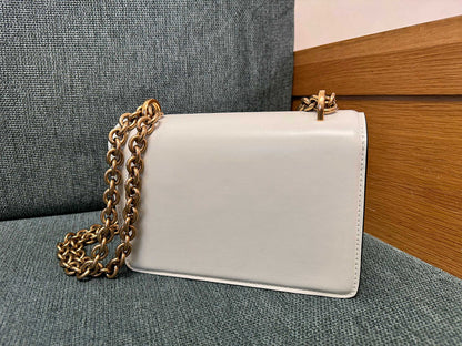 Vain Kleine Leder-Schultertasche Weiß