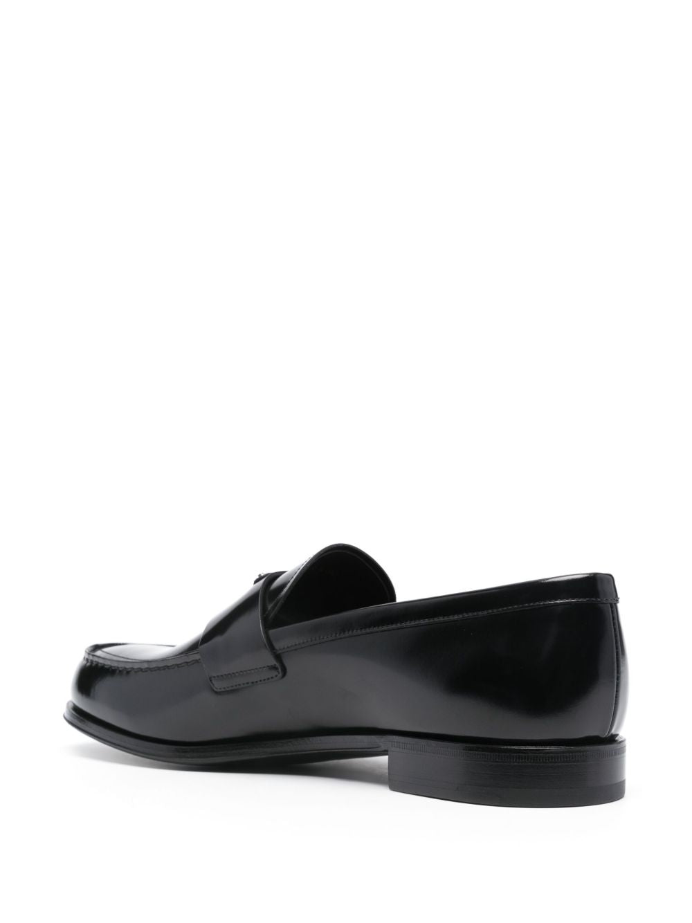 Leather moccasins with enameled triangle logo