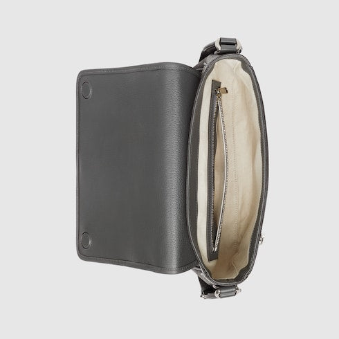 Ophidia medium shoulder bag in soft GG Supreme fabric, grey and black