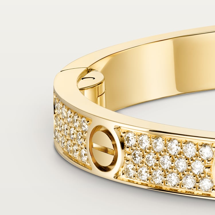 LOVE Armband mittleres Modell Pavé Gold
