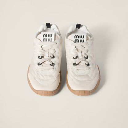 Tyre sneakers in technical fabric and suede in ivory