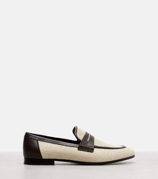 Braided leather loafers with leather details Beige/Black