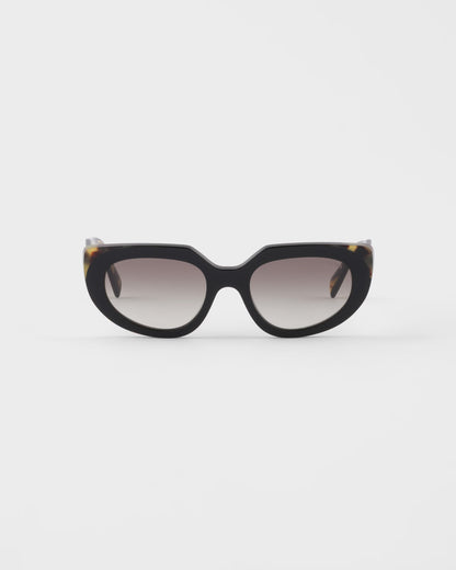 Ovale Sonnenbrille mit Logo und anthrazitfarbenen Gläsern